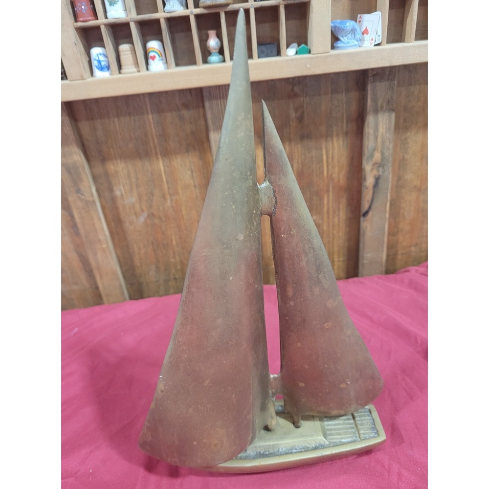 Vintage Brass Sailboat Figurine 13x8 inches - Picture 8 of 12